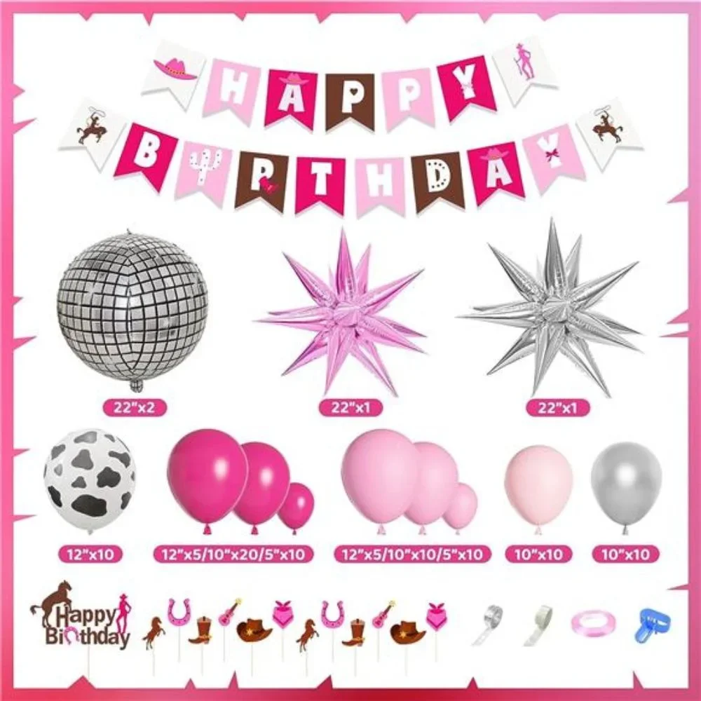 Pink & Barbie Themed 112Pcs Cute Birthday Party Decorations